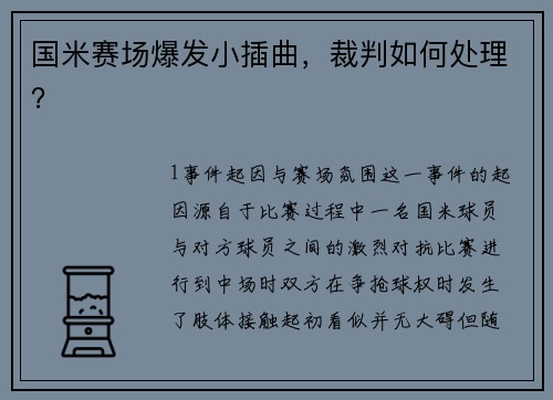 国米赛场爆发小插曲，裁判如何处理？